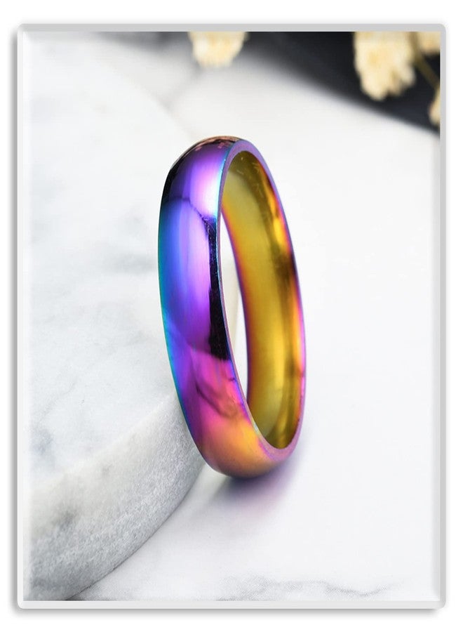 Xusamss Fashion Simple Colorful Stainless Steel Band Ring(Color(9)) - Image 4