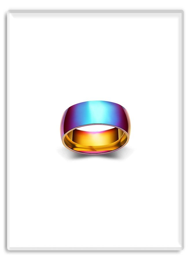 Xusamss Fashion Simple Colorful Stainless Steel Band Ring(Color(9)) - Image 3