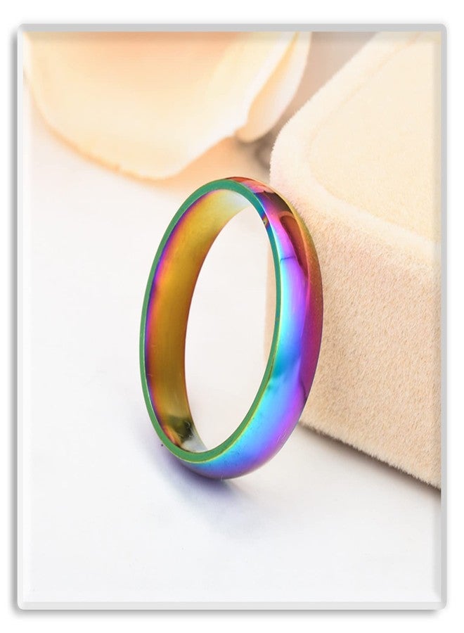 Xusamss Fashion Simple Colorful Stainless Steel Band Ring(Color(9)) - Image 5