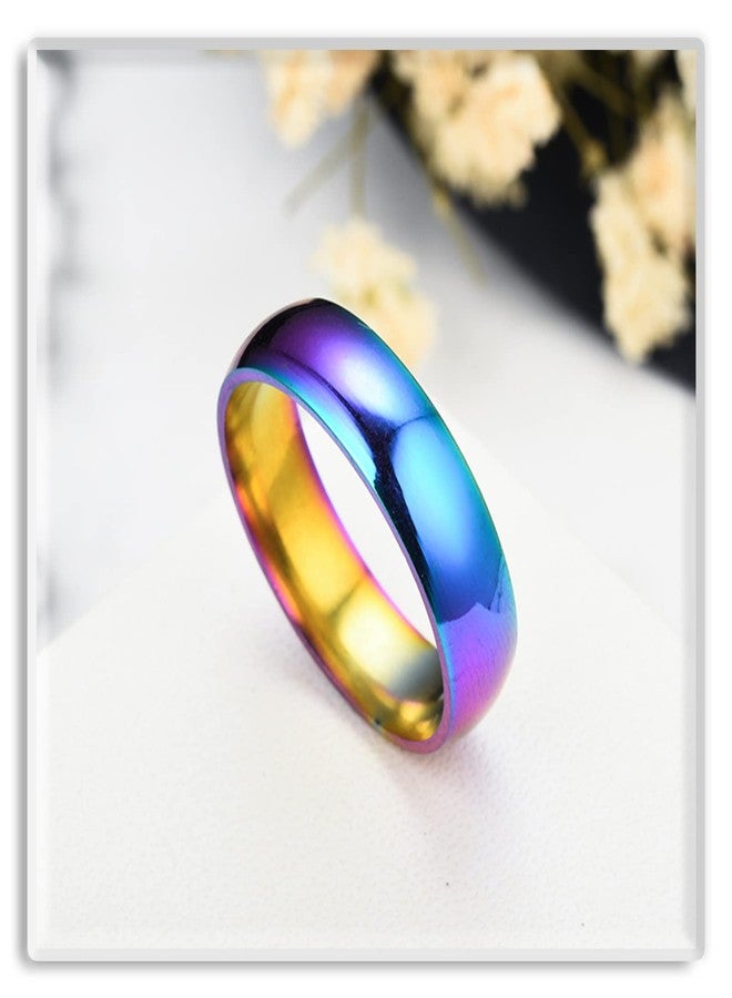 Xusamss Fashion Simple Colorful Stainless Steel Band Ring(Color(9)) - Image 2