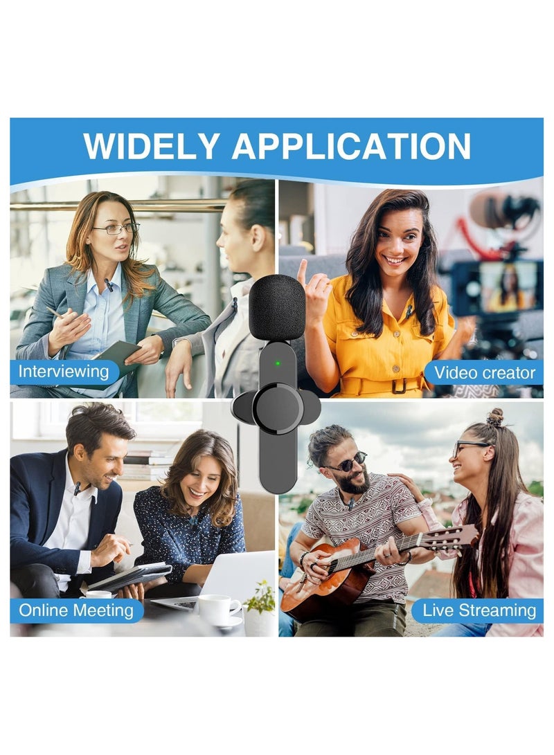 ميكروفون لاسلكي مزدوج من Lavalier لأجهزة iPhone وAndroid وكاميرا، ميكروفونات مزدوجة لاسلكية، تشغيل 2.4G، شريحة مدمجة لتقليل الضوضاء، وقت عمل طويل 7 ساعات لمنشئ شخصين - Image 5