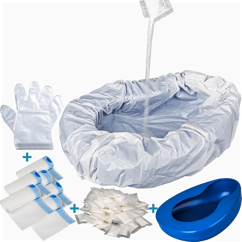 Bedpan Set with 30 Absorbent Pads for Women
