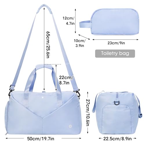 Ceneda 20" Gym Bag for Women with Wet Pocket & Shoe Compartment, Lightweight Duffel Waterproof Carry On Duffle for Travel, Yoga, Overnight (Light Blue) - Image 5
