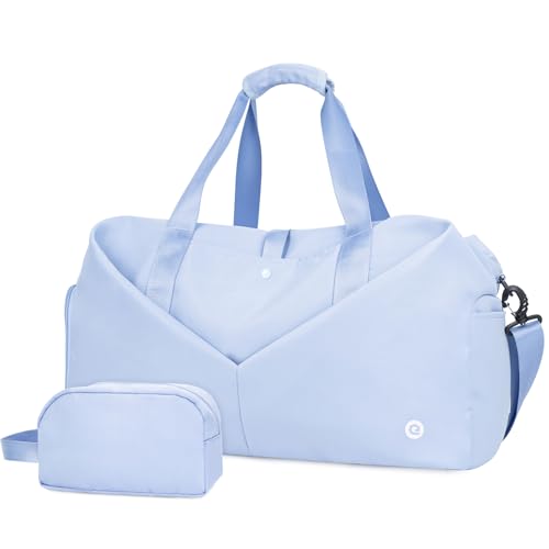 Ceneda 20" Gym Bag for Women with Wet Pocket & Shoe Compartment, Lightweight Duffel Waterproof Carry On Duffle for Travel, Yoga, Overnight (Light Blue) - Image 1