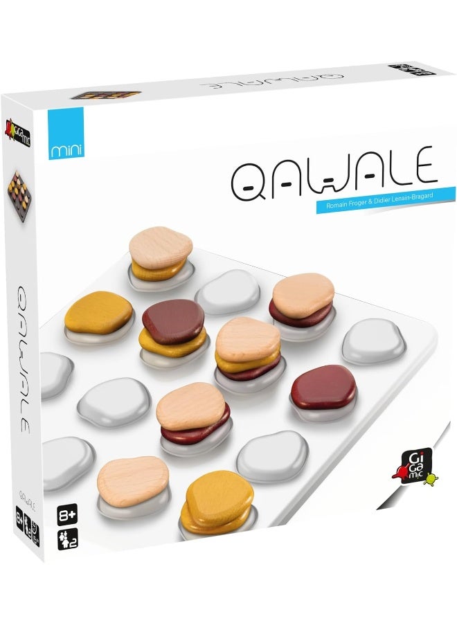 Gigamic Qawale Mini: Logic Game - 2 Players, Age 8+, 1 Game Board, 8 Pebbles - Image 1