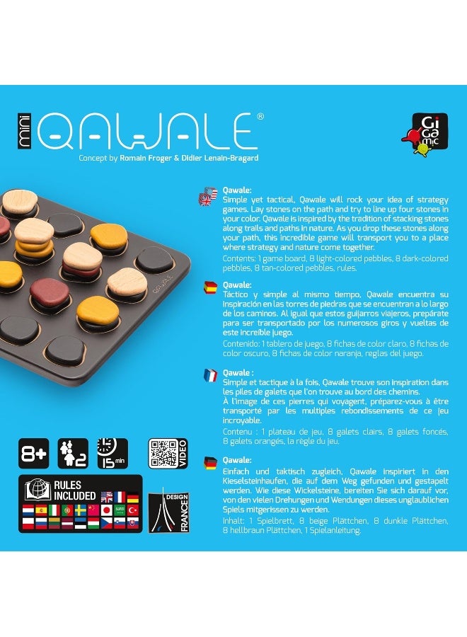 Gigamic Qawale Mini: Logic Game - 2 Players, Age 8+, 1 Game Board, 8 Pebbles - Image 3