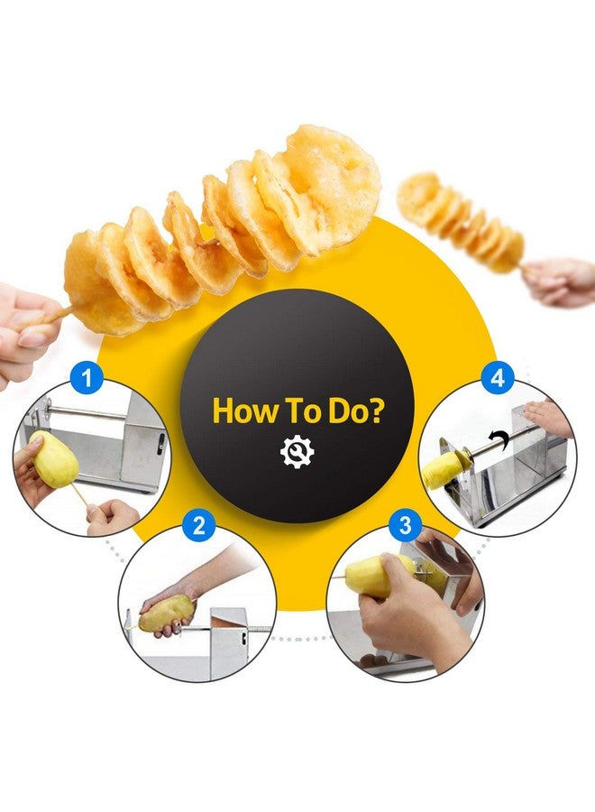 RioRand Manual Stainless Steel Twisted Potato Slicer Spiral Potato Cutter French Fry Graters Potato Tornado Twister - Image 3