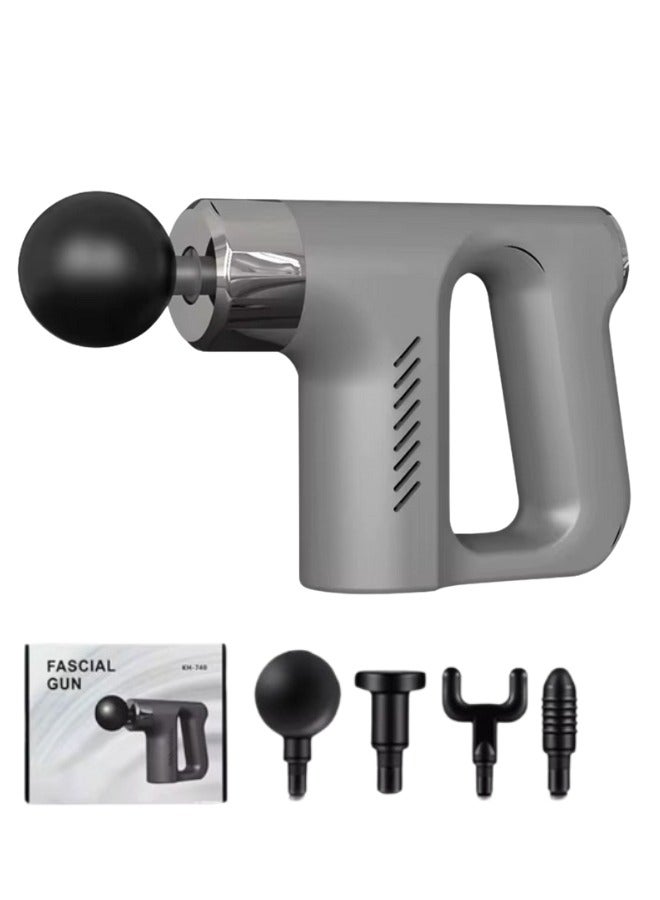 Generic Muscle massage gun device with five speeds and four multi-heads with a strong and safe battery, Portable Multi-handle Mini Body Massage Gun for Fascia Muscle Massage  - Image 1