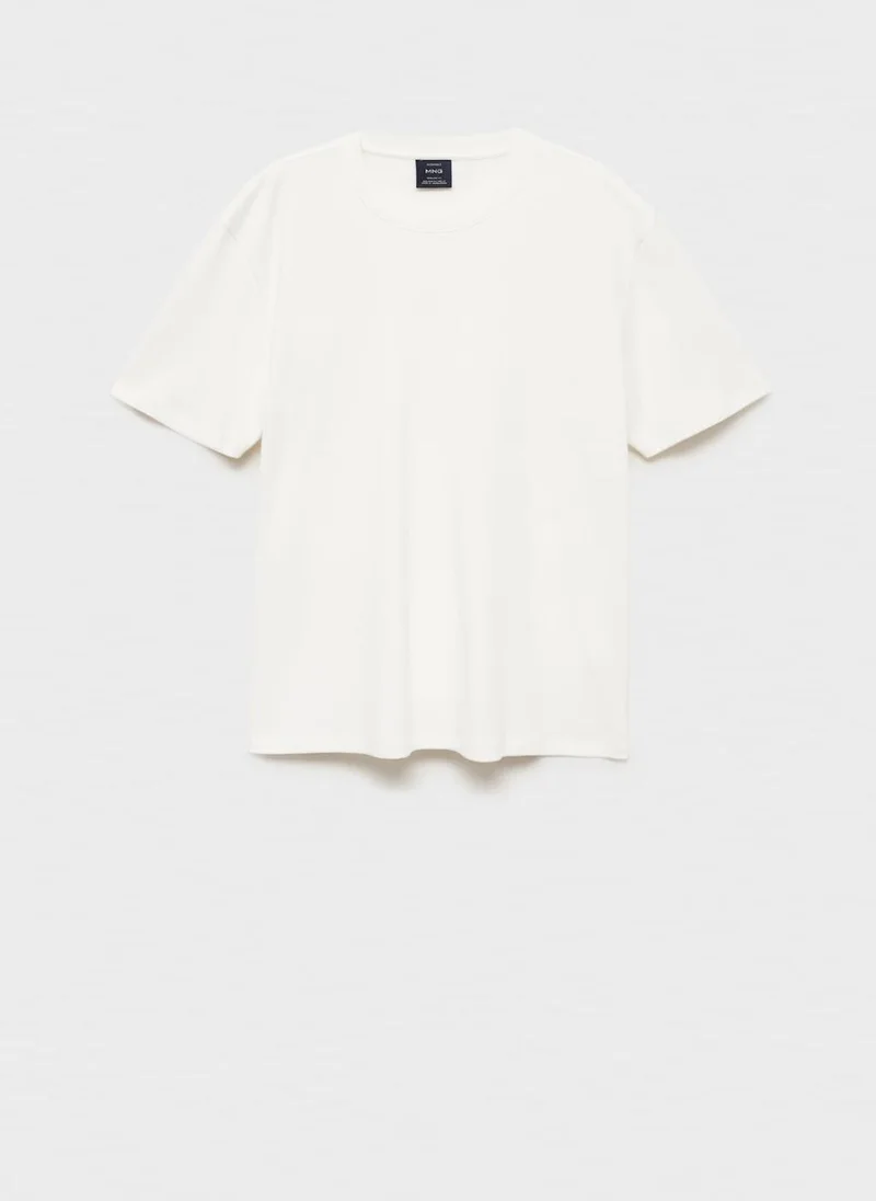 Mango Man Round Neck Ribbed Finish Short Sleeve T-Shirt