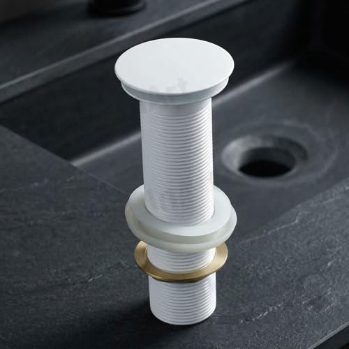 InArt Brass Pop Up Waste Coupling 32MM White Matt, Easy Press Anti-Foul for Table Top Basin, Fits All Basins, Brass, 7 Inch - (White 2) - Image 1