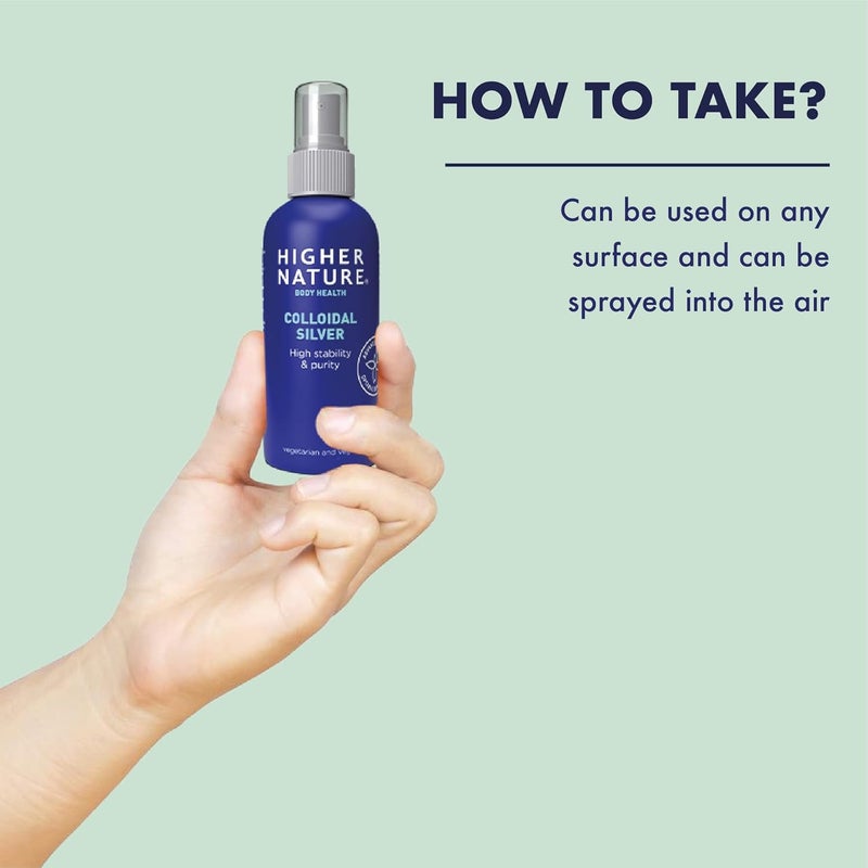 Higher Nature Colloidal Silver Purified Water with Premium Grade Silver Antiseptic Spray Disinfectant Spray Colloidal 15ml - Image 4