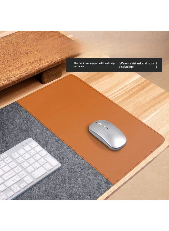 سجادة المكتب من الفيلت | سجادة الكمبيوتر المكتبية (٥٠×١٠٠ سم) | حصيرة فأرة كبيرة وسجادة لوحة مفاتيح | واقي المكتب للمكاتب | الرمادي الداكن + البني - Image 2