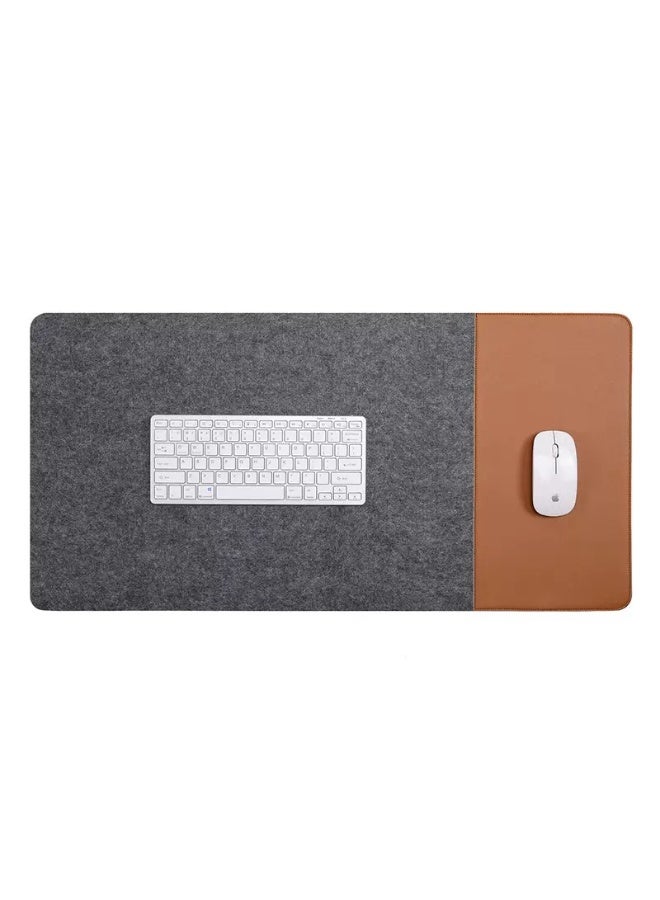 سجادة المكتب من الفيلت | سجادة الكمبيوتر المكتبية (٥٠×١٠٠ سم) | حصيرة فأرة كبيرة وسجادة لوحة مفاتيح | واقي المكتب للمكاتب | الرمادي الداكن + البني - Image 1