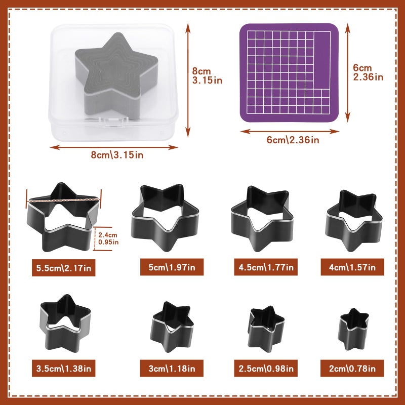 Yizzvb 8 Pcs Leather Star Shape Cutter Tool Set, Leather Punch Set, High Carbon Steel Multiple Shapes Hollow Craft Punching Tools for DIY Cutter Craft, Punching Die Set, 8 Sizes 20 25 30 35 40 45 50 55mm - Image 2