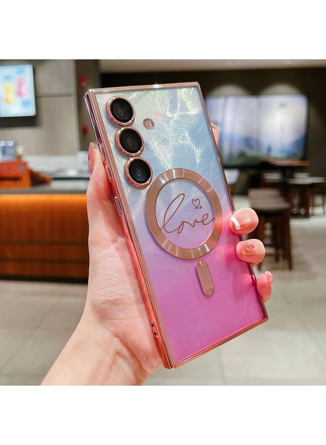 erorex Case For Samsung Galaxy S23 FE 5G Dual-Love Feather Gradient Glitter MagSafe TPU Phone Case - Image 1