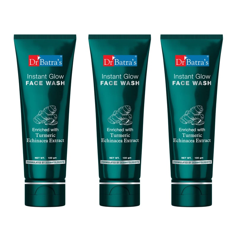 Dr Batra's Dr Batras Dr BatraS Instant Glow Face Wash Enriched With Turmeric Repairs Skin Damage Prevents Infections Face Wash For Skin Complexion Glowing Skin 100 Gm Pack Of 3 - Image 1