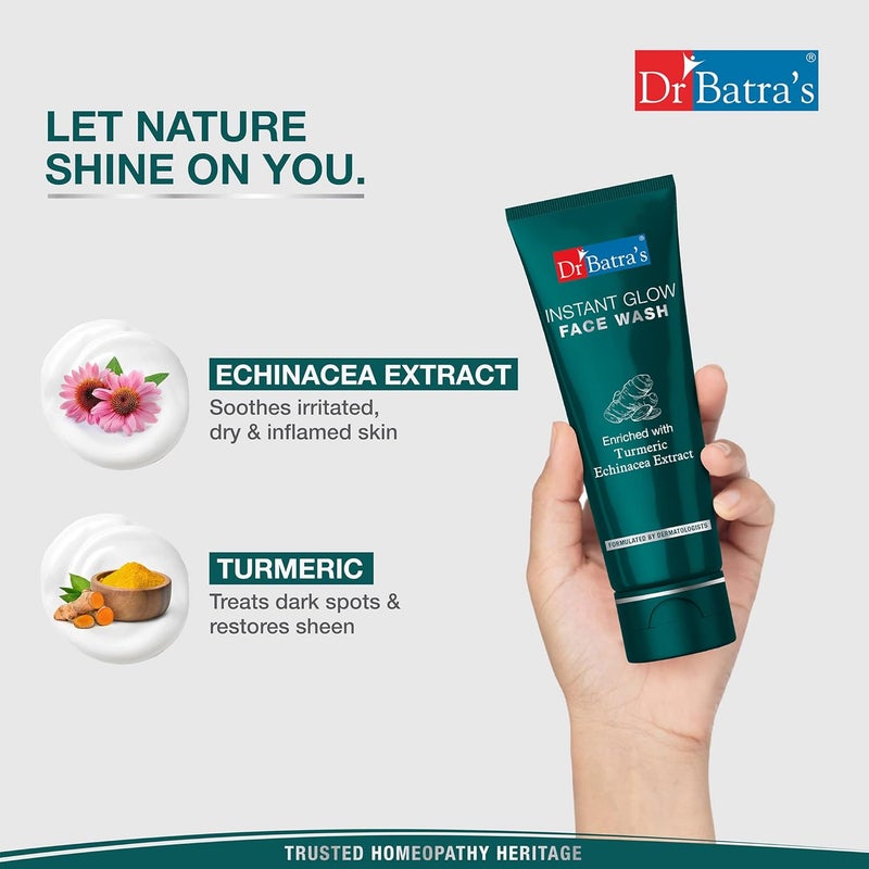 Dr Batra's Dr Batras Dr BatraS Instant Glow Face Wash Enriched With Turmeric Repairs Skin Damage Prevents Infections Face Wash For Skin Complexion Glowing Skin 100 Gm Pack Of 3 - Image 4
