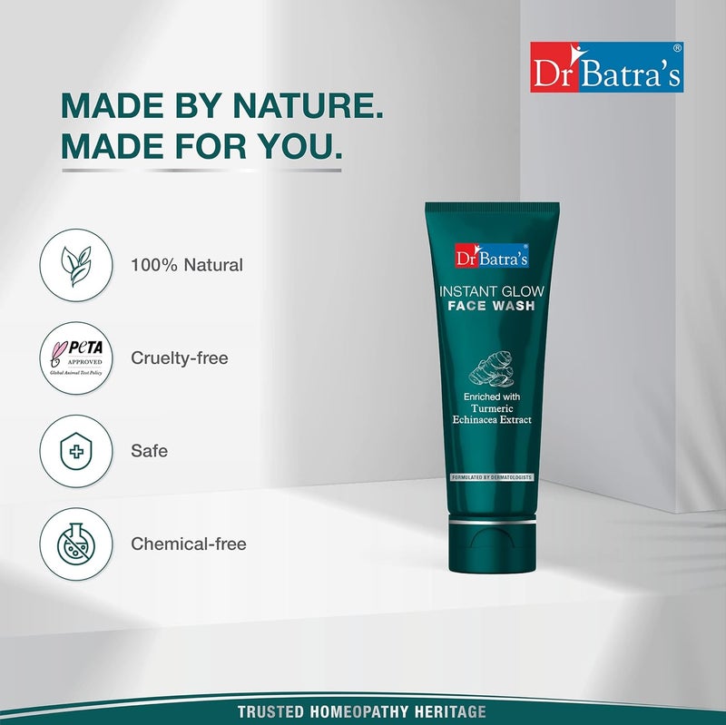 Dr Batra's Dr Batras Dr BatraS Instant Glow Face Wash Enriched With Turmeric Repairs Skin Damage Prevents Infections Face Wash For Skin Complexion Glowing Skin 100 Gm Pack Of 3 - Image 5