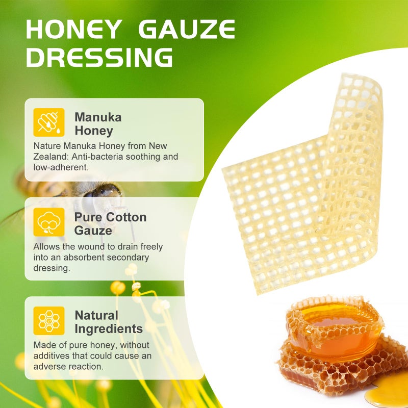 OPTITEKNIK Manuka Honey Gauze Dressing 3x4cm 5pcs, Silver Alginate Dressing 3x4cm 5pcs, Waterproof Transparent Adhesive Bandage 6x7cm 10pcs, Wound Care Kit for Small Burns, Cuts, and Abrasions - Image 2