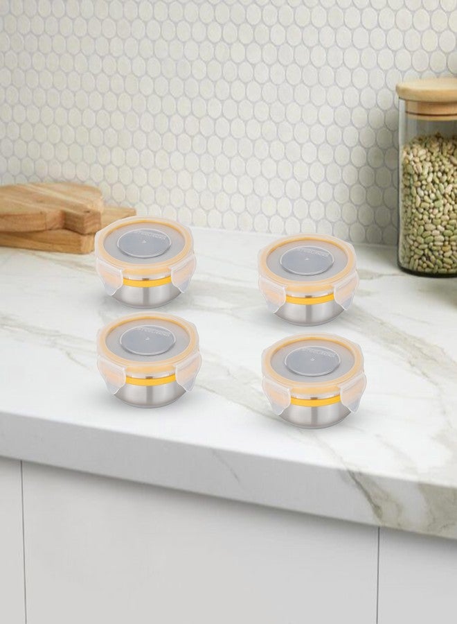 STEELLOCK Stainless Steel Airtight Container with Lid | Leakproof, BPA-Free | Multipurpose Food Storage Containers/Tiffin/Dabba for Office, School & Kitchen | SL-1200-set of 4, 150ml each, Yellow - Image 2