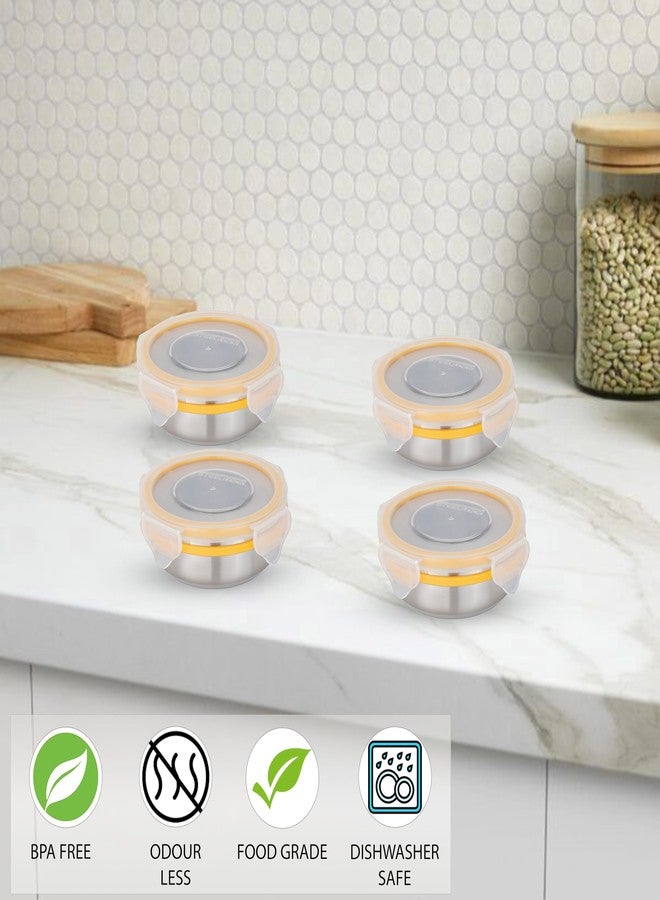 STEELLOCK Stainless Steel Airtight Container with Lid | Leakproof, BPA-Free | Multipurpose Food Storage Containers/Tiffin/Dabba for Office, School & Kitchen | SL-1200-set of 4, 150ml each, Yellow - Image 3