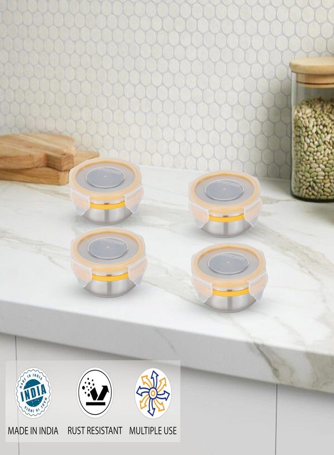 STEELLOCK Stainless Steel Airtight Container with Lid | Leakproof, BPA-Free | Multipurpose Food Storage Containers/Tiffin/Dabba for Office, School & Kitchen | SL-1200-set of 4, 150ml each, Yellow - Image 4