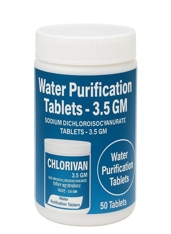 Eversys Chlorine Tablets for Water Tanks, Overhead & Underground Water Tanks - Premium Water Purification Tablets Kills Bacteria and Prevents Algae - Pack of 50 Tablets for 50000 Ltrs (Chlorine Tablets) - Image 1