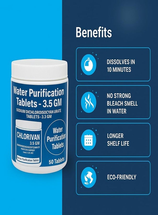 Eversys Chlorine Tablets for Water Tanks, Overhead & Underground Water Tanks - Premium Water Purification Tablets Kills Bacteria and Prevents Algae - Pack of 50 Tablets for 50000 Ltrs (Chlorine Tablets) - Image 3