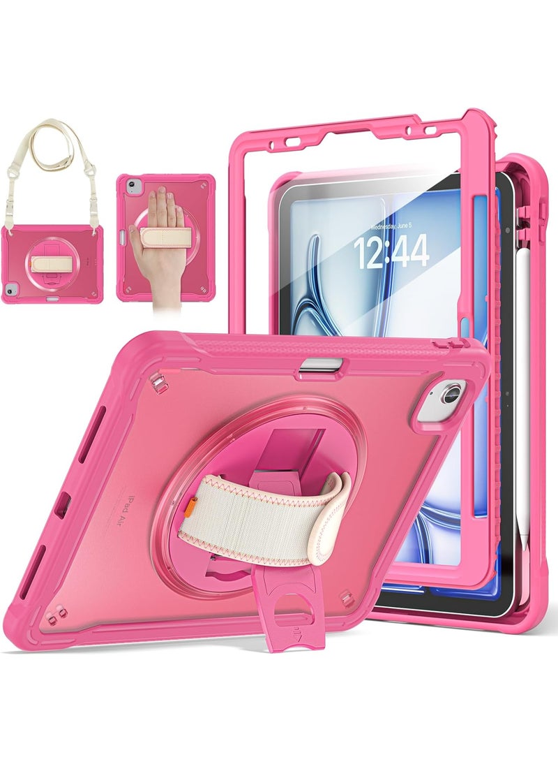 Case for iPad Air 11 inch M3/M2(2025/2024) and Air 5th/4th Generation 10.9‘’ & Pro 11inch 4th/3rd/2nd/1st(22/21/20/18) Cover with Pencil Holder,Screen Protector,Hand Stand, pen, Pink - Image 1