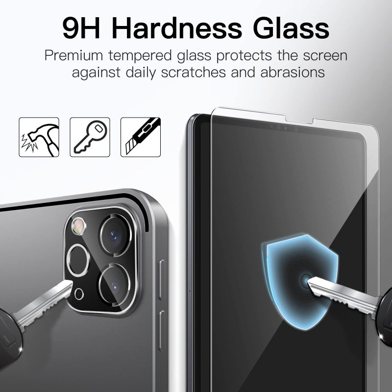 JETech Screen Protector for iPad Pro 12.9-Inch, 2022/2021/2020 (6th/5th/4th Generation) with Camera Lens Protector, Tempered Glass Film HD Anti-Scratch, Support Pencil & Face ID, 2-Pack Each - Image 4