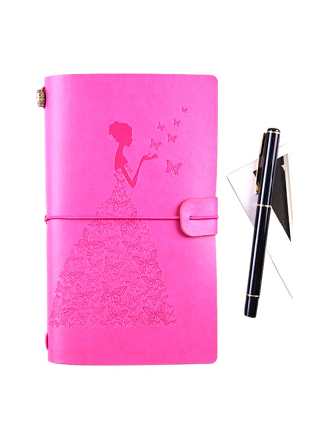 NIBEMINENT Pretty Butterfly Lady Vintage Travelers Notebook Pink