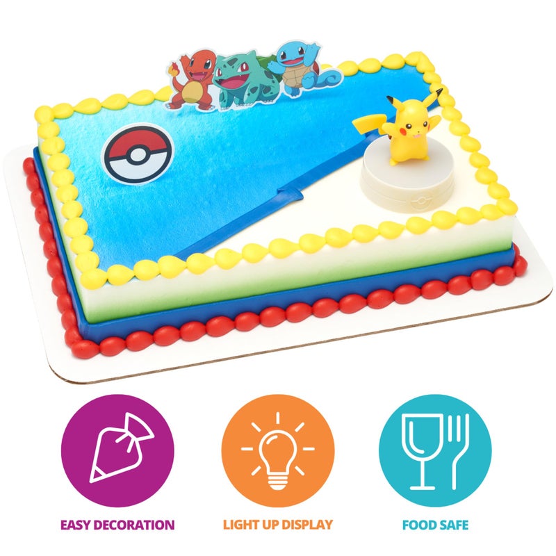DecoPac DecoSetÂ® PokÃ©mon Light Up Pikachu Cake Topper, 3 Piece Decoration Set, Birthday Decorations For All Size and Shape Cakes | For Birthday And Celebrations - Image 2