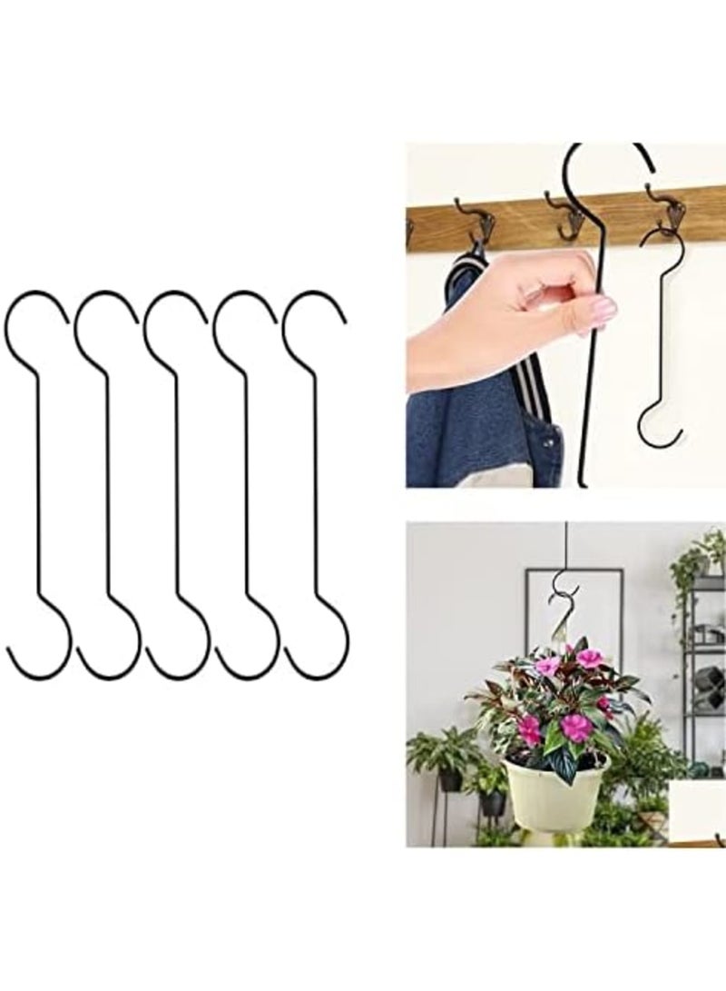 SYOSI Heavy Duty S Hooks, for Hanging Long S Hooks Rustproof Tree Branch Hook for Kitchenware, Plants,Clothing Store, Garden S Hook,Hotels,Hovel and workshops,Stainless Steel(5-Pack Black) - Image 1
