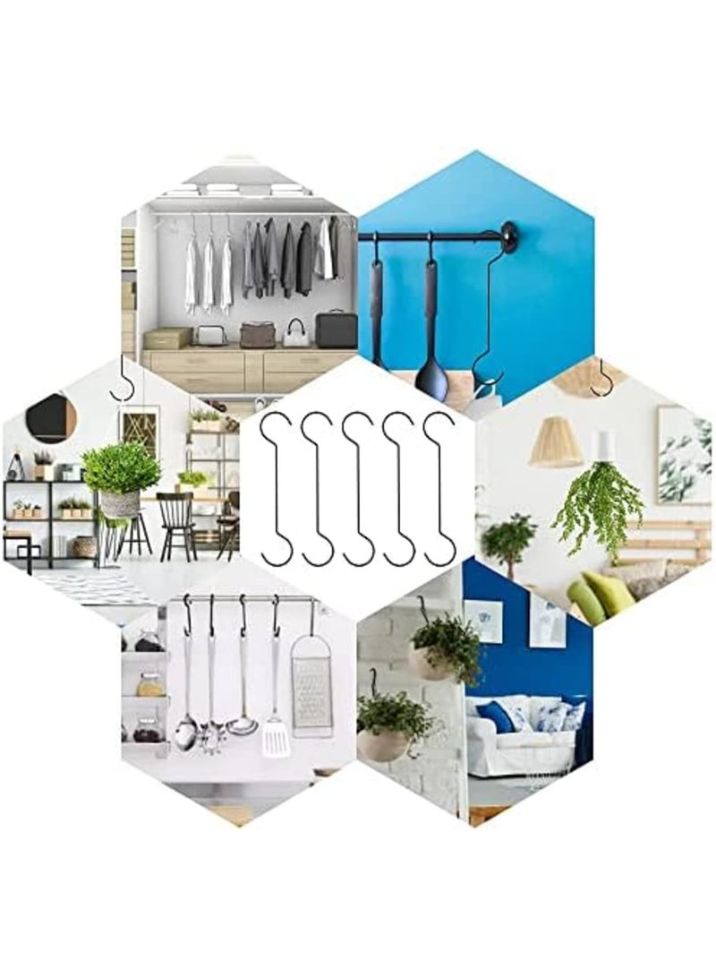 SYOSI Heavy Duty S Hooks, for Hanging Long S Hooks Rustproof Tree Branch Hook for Kitchenware, Plants,Clothing Store, Garden S Hook,Hotels,Hovel and workshops,Stainless Steel(5-Pack Black) - Image 5