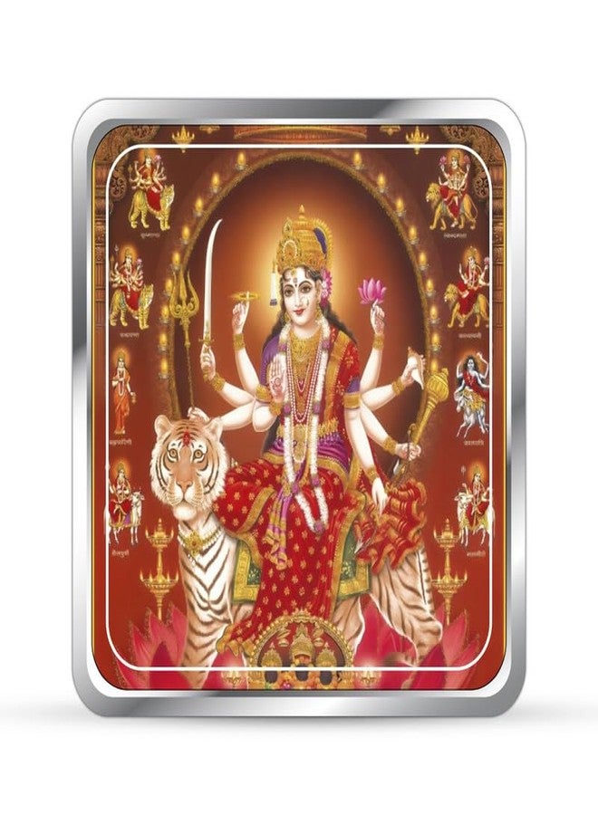 Silviya BIS Hallmarked 999 Pure Silver Durga Mata Coin (20 Gram) Square Shape - Divine Energy and Protection - Spiritual Blessing Gift - Sacred Home Decor - Certificate of Authenticity - Image 2