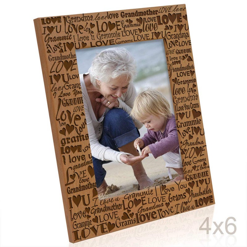 KATE POSH I Love You Grandma, Grammie Engraved Picture Frame, Grandma & Me Gifts, New Grandma, New Baby, Mother's Day, Grandparent's Day (4x6-Vertical) - Image 3