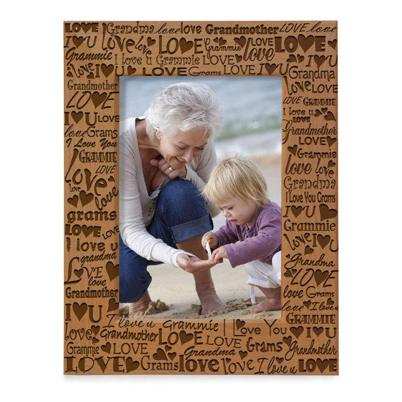 KATE POSH I Love You Grandma, Grammie Engraved Picture Frame, Grandma & Me Gifts, New Grandma, New Baby, Mother's Day, Grandparent's Day (4x6-Vertical) - Image 1