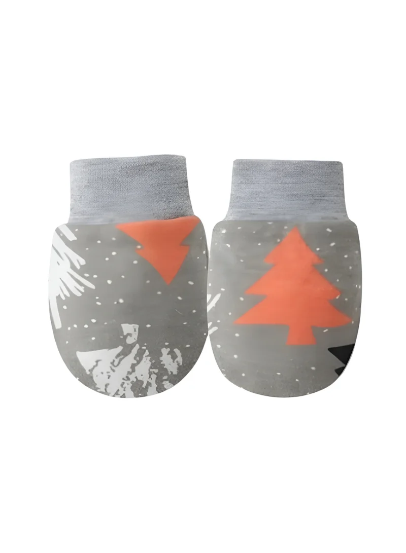 بامبيميسي طقم قبعة وقفازات وأحذية أطفال بطبعة شجر الصنوبر من بامبي ميتشي - رمادي