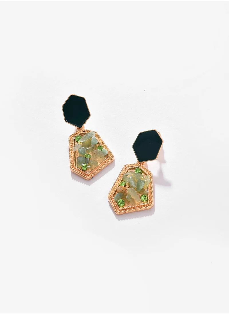 SOHI Green Contemporary Ear Cuff Earrings