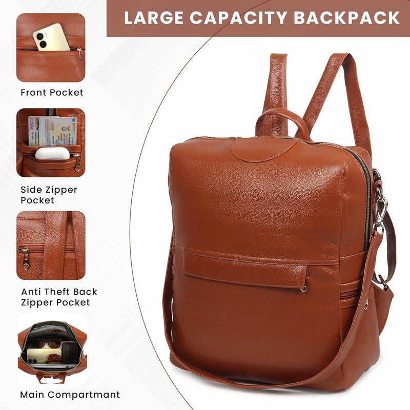 Santic حقائب ظهر للنساء/الرجال أنيقة وعصرية وعادية حقائب ظهر للكلية، حقيبة مصممة للمدرسة/الكلية/النزهة للفتيات والنساء - Image 3