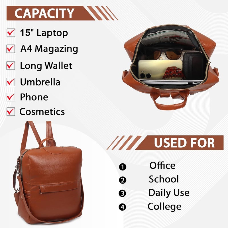 Santic حقائب ظهر للنساء/الرجال أنيقة وعصرية وعادية حقائب ظهر للكلية، حقيبة مصممة للمدرسة/الكلية/النزهة للفتيات والنساء - Image 5