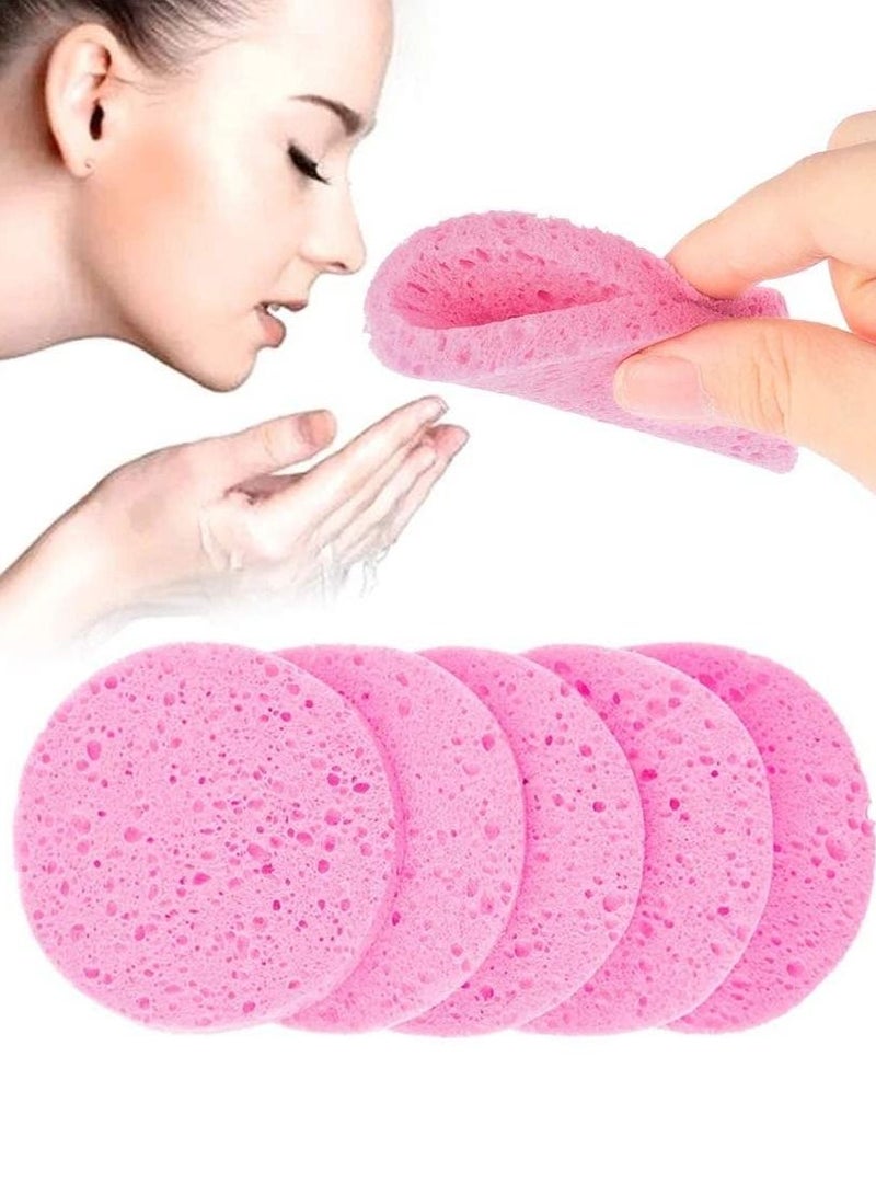 5 PICS Facial Sponges Cleansing Reusable Cellulose Face Sponge (Round)