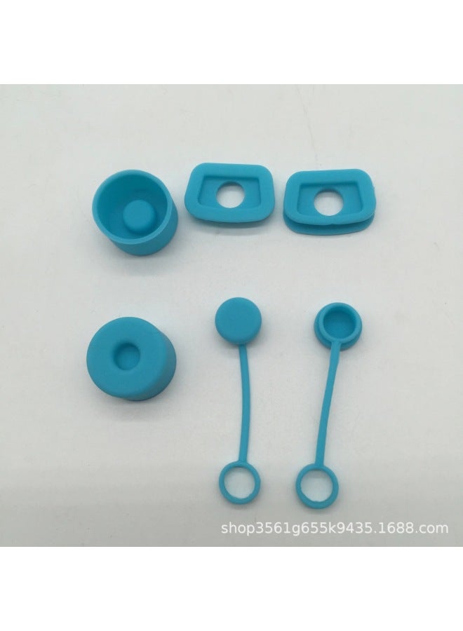 New Stanley Cup Lid Straw Cap Stanley Cup Silicone Leak-proof Plug Leak-proof Accompanying Cup Silicone Spill-proof Plug-Color:Blue-Specifications:6-piece Set  - Image 1