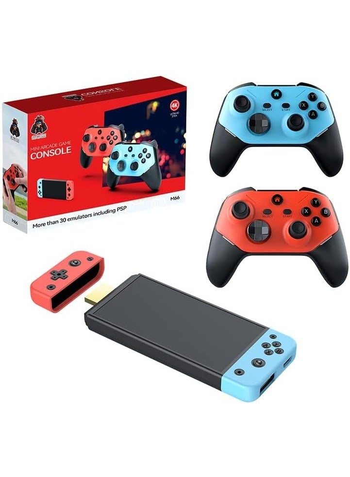 L M66 4K Game Stick 64GB Video Game Console – 20,000+ Classic Games, Dual 2.4G Wireless Controllers, Plug & Play TV Gaming System for Family & Party Fun - Image 1