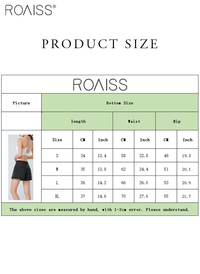roaiss - Fake Two-Piece Double-Layer Design Quick-Drying Yoga Shorts For Women'S Daily Fitness Sports Widened High-Waisted Shorts With Mobile Phones Inside - Image 1
