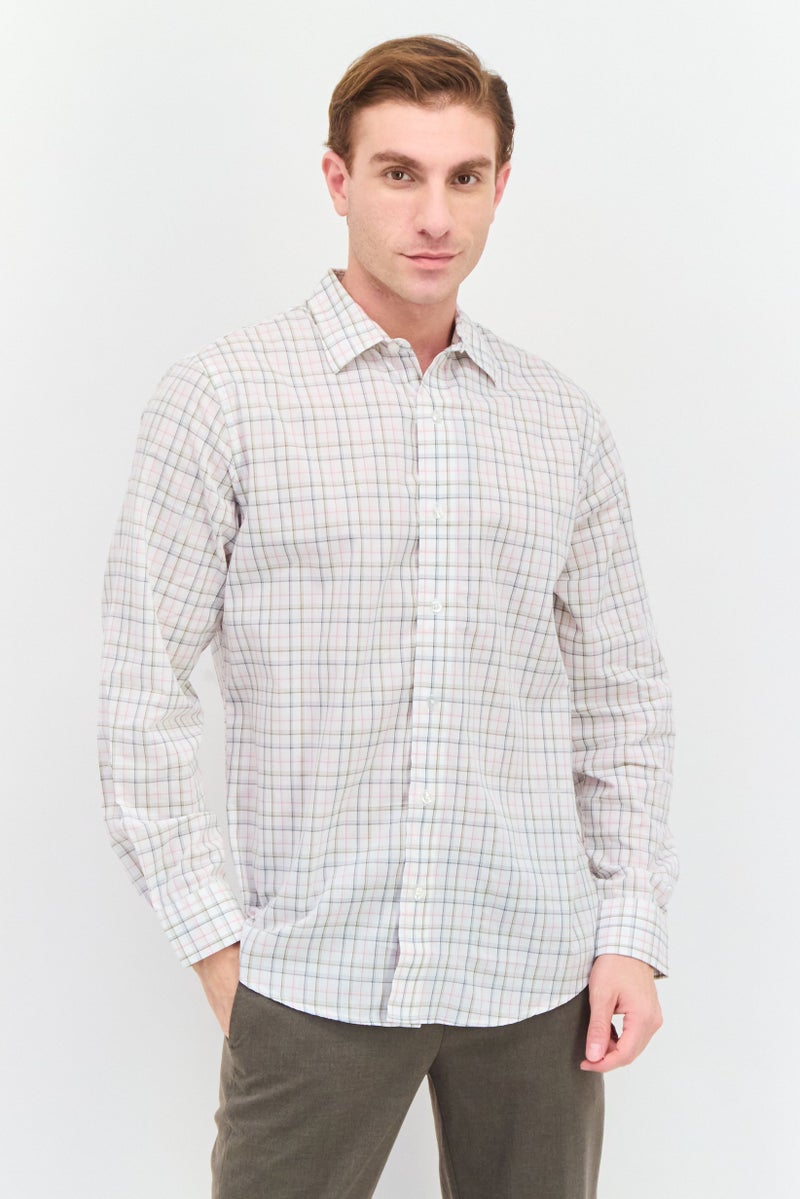 Van Heusen Men Regular Fit Plaid Long Sleeves Dress Shirt, Multicolor - Image 1