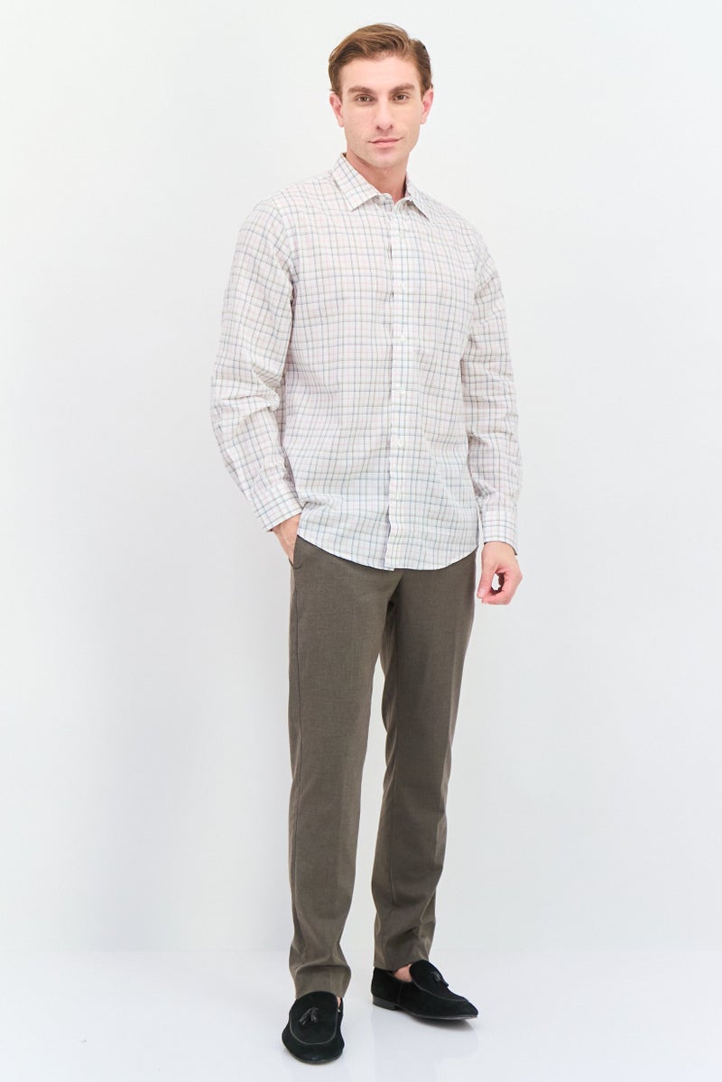 Van Heusen Men Regular Fit Plaid Long Sleeves Dress Shirt, Multicolor - Image 4