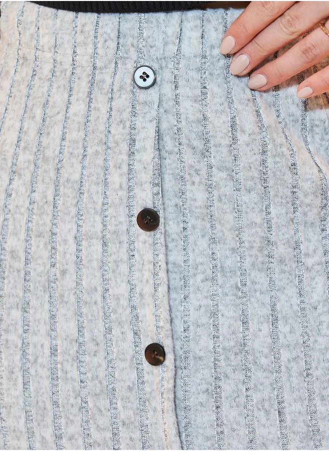 Take Two Textured Knit Buttoned Maxi Skirt