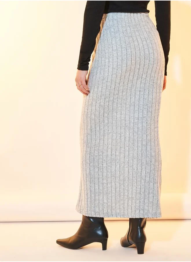 Take Two Textured Knit Buttoned Maxi Skirt