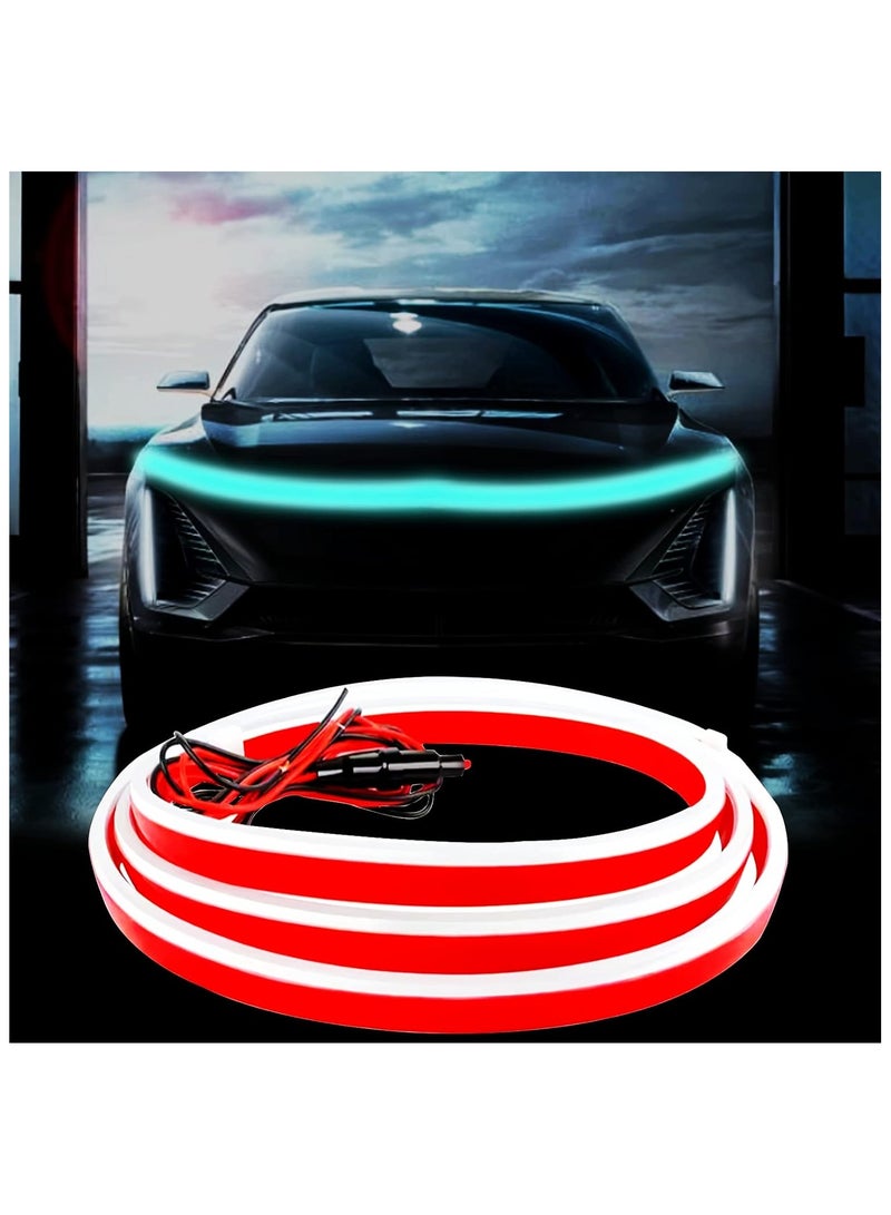 Car Hood Light Strip, 70 Inch LED Strip Lights for Car, Universal Engine Guide Decorative Bar, 12V Flexible Headlight Waterproof Daytime Running Cars, SUVs, Trucks (Ice Blue) - Image 1